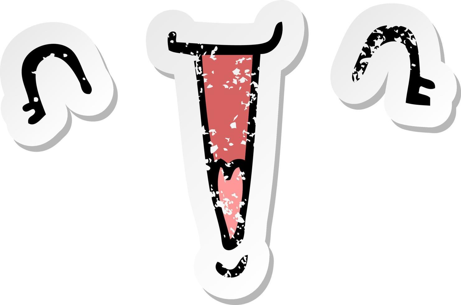 distressed sticker of a cute cartoon face vector