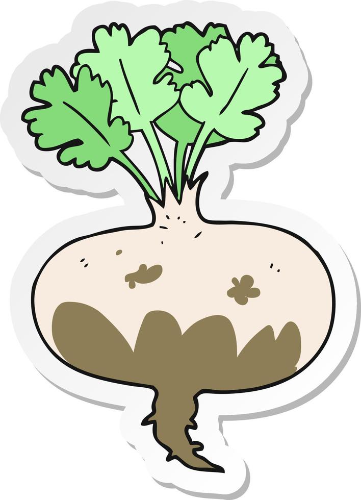 sticker of a cartoon muddy turnip vector