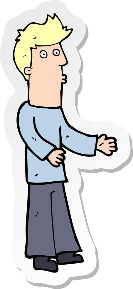 sticker of a cartoon man explaining vector