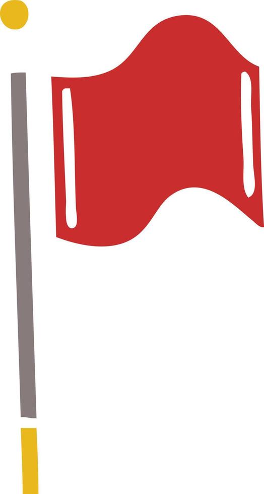 bandera roja de dibujos animados retro de color plano vector