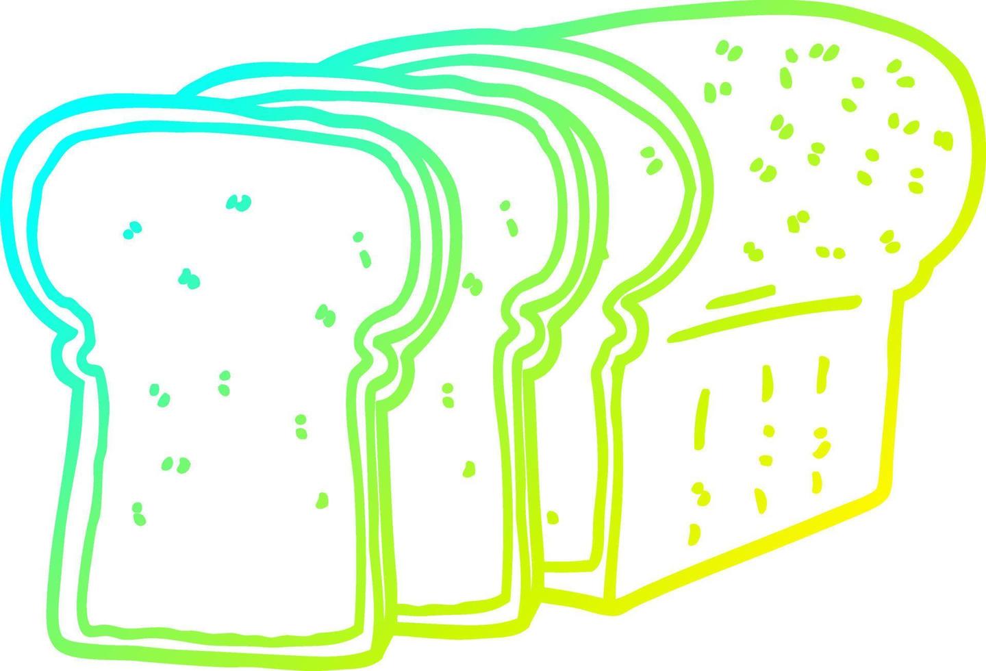 cold gradient line drawing cartoon sliced bread vector