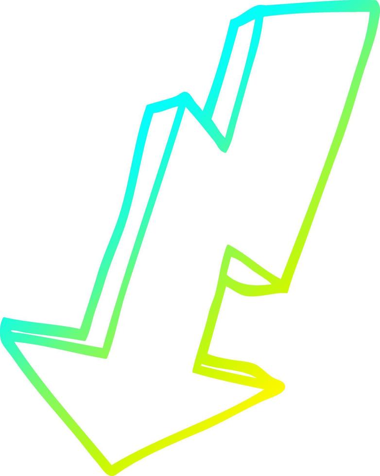 cold gradient line drawing cartoon lightning bolt vector