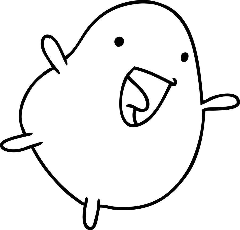 line drawing kawaii cute happy bean vector