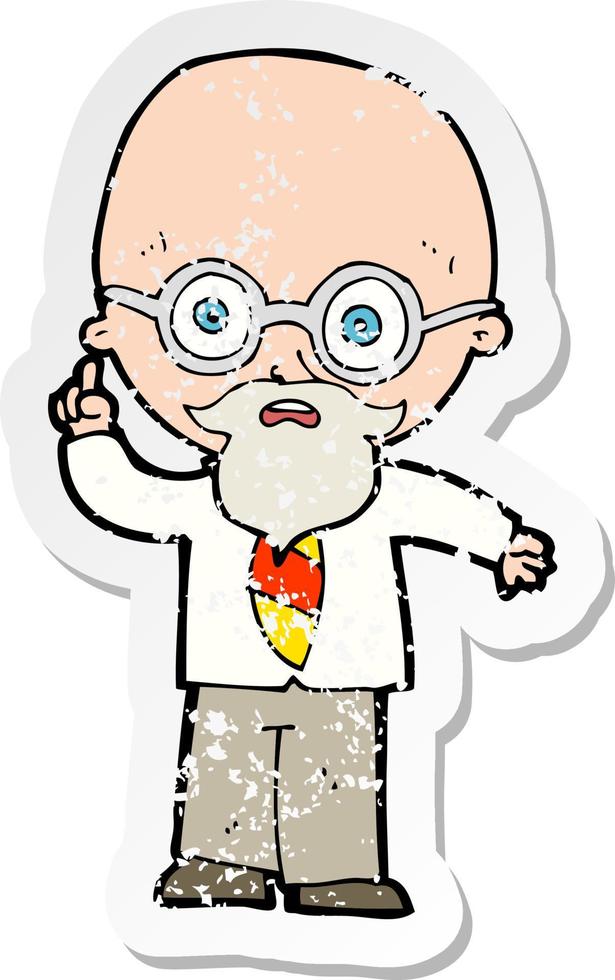 retro distressed sticker of a cartoon professor vector