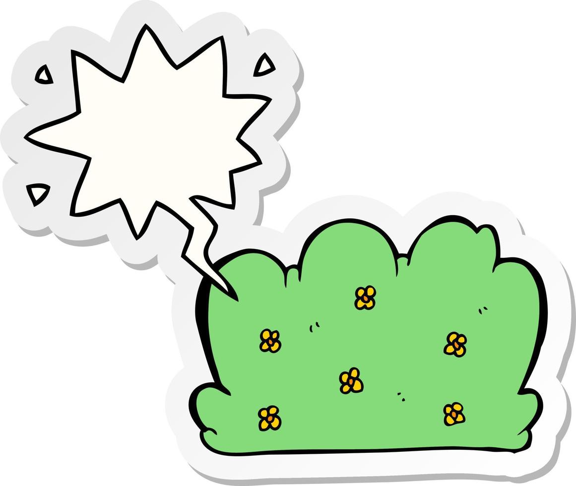 cartoon hedge and speech bubble sticker vector