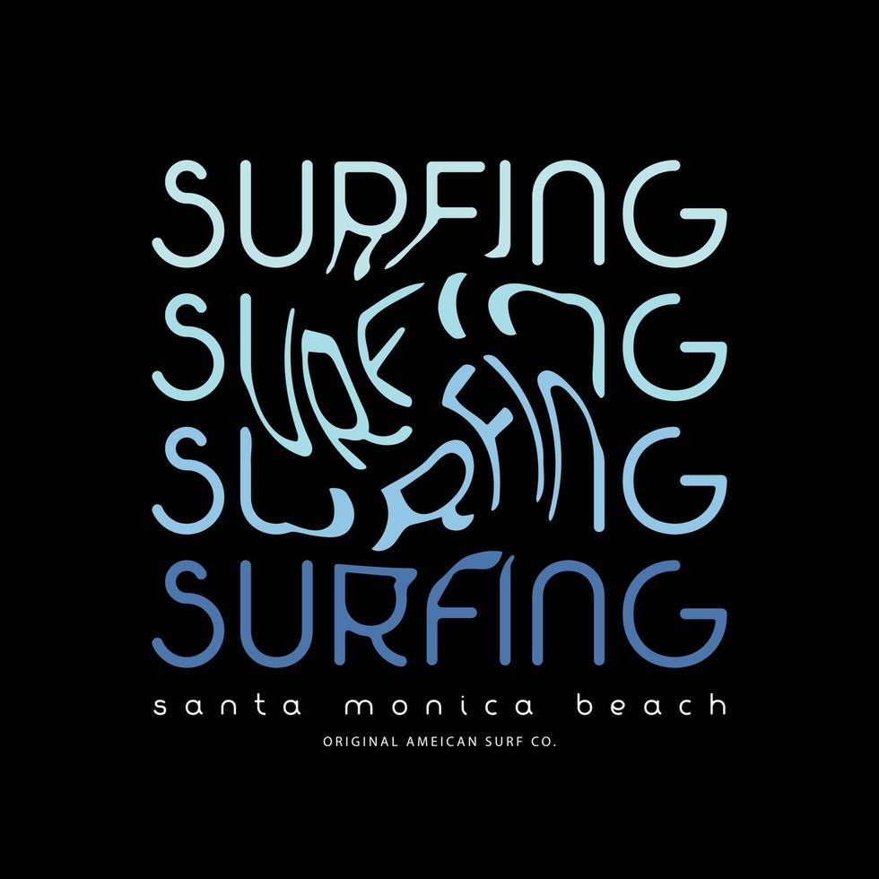 tipografía de ilustración de playa de santa menica. perfecto para el diseño de camisetas vector