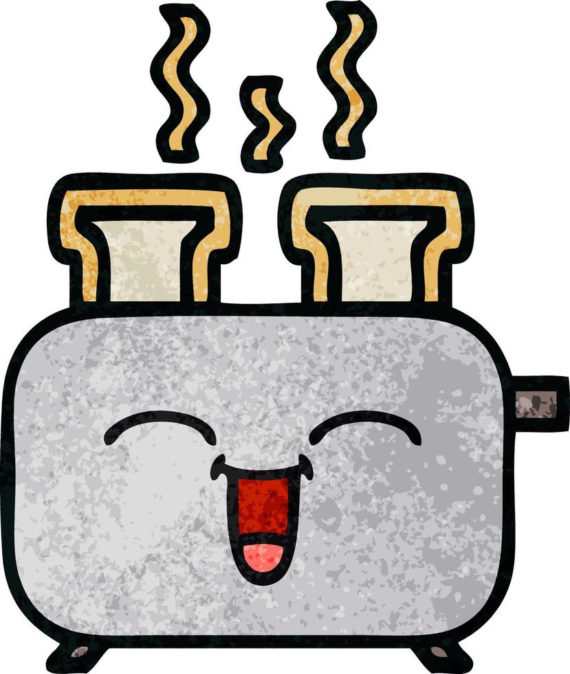 retro grunge texture cartoon of a toaster vector