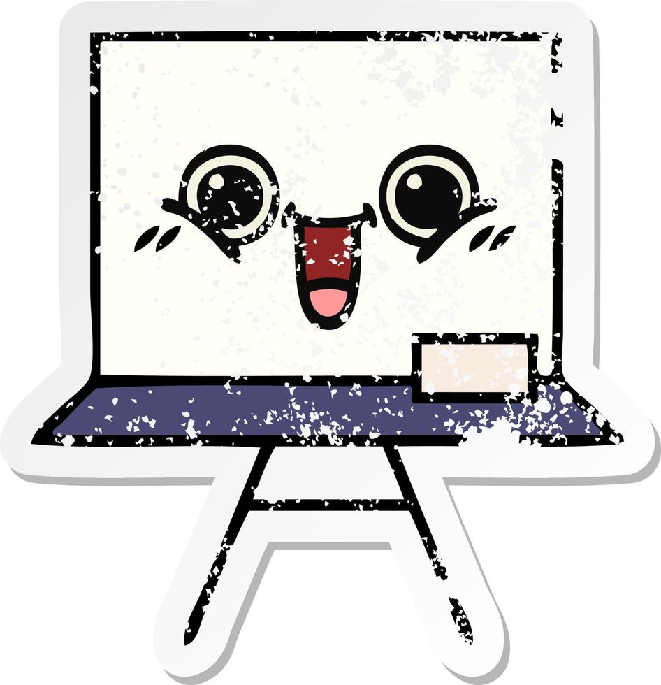 distressed sticker of a cute cartoon white board vector