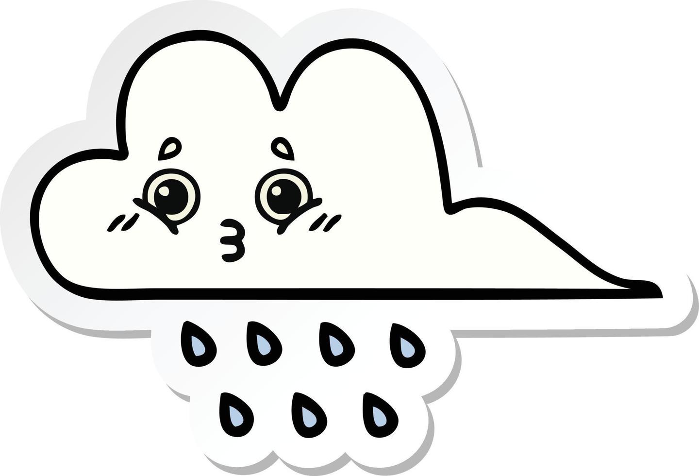 sticker of a cute cartoon rain cloud vector