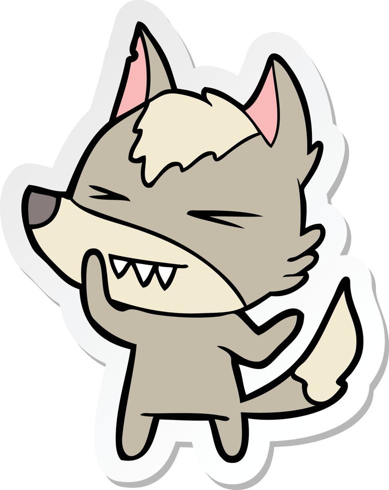 sticker of a angry wolf cartoon vector