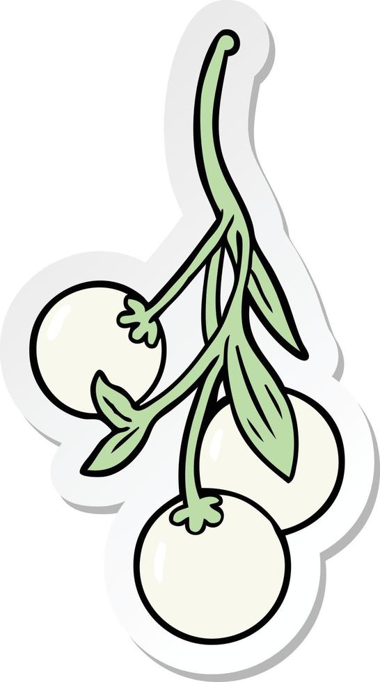 sticker of a cartoon mistletoe vector