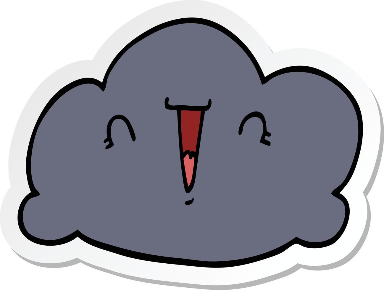 sticker of a cartoon cloud vector