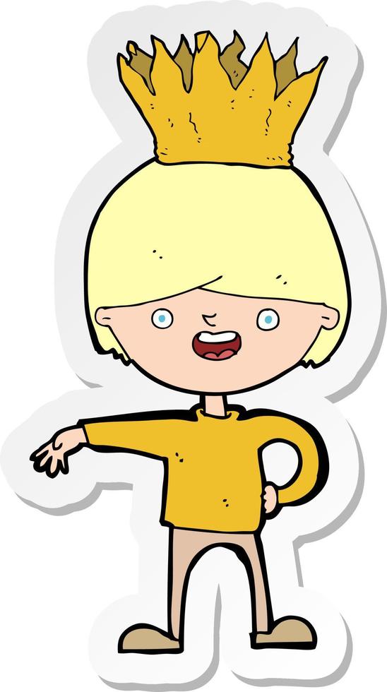 sticker of a cartoon person wearing crown vector
