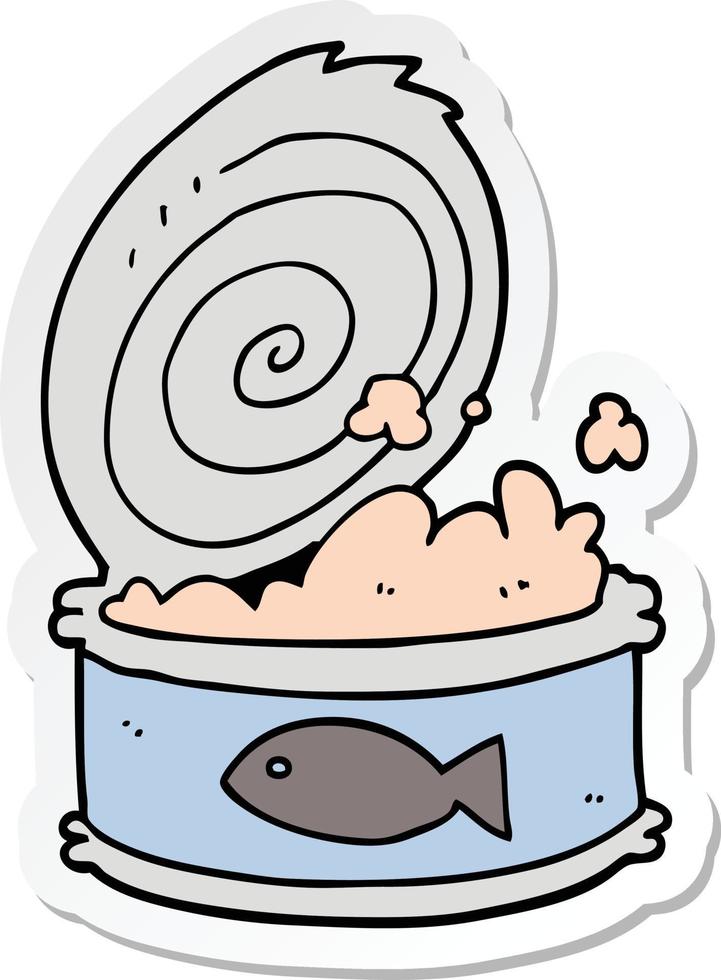 sticker of a cartoon canned food vector