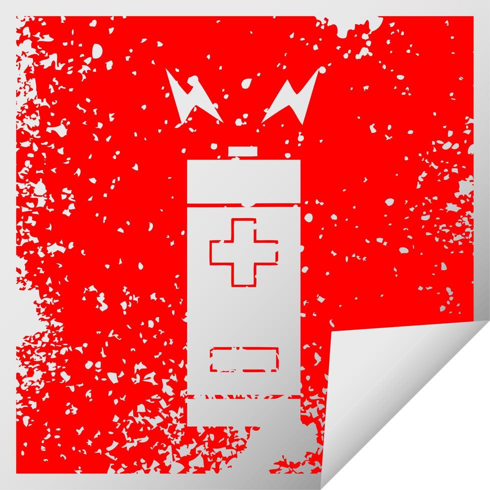 distressed square peeling sticker symbol battery vector
