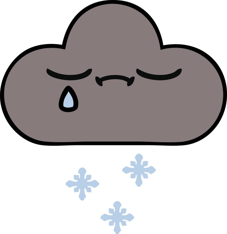 cute cartoon storm snow cloud vector