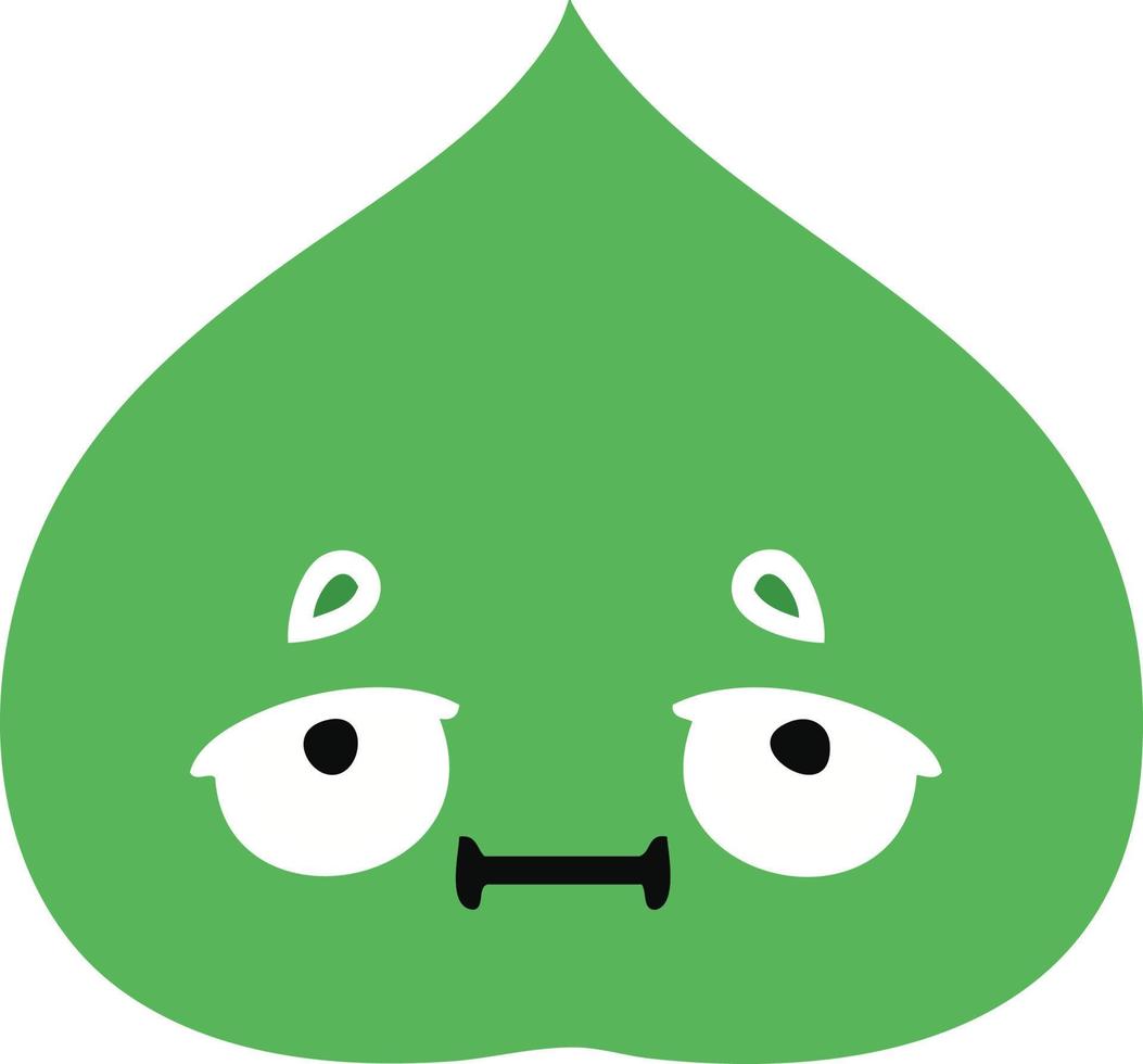 flat color retro cartoon expressional leaf vector