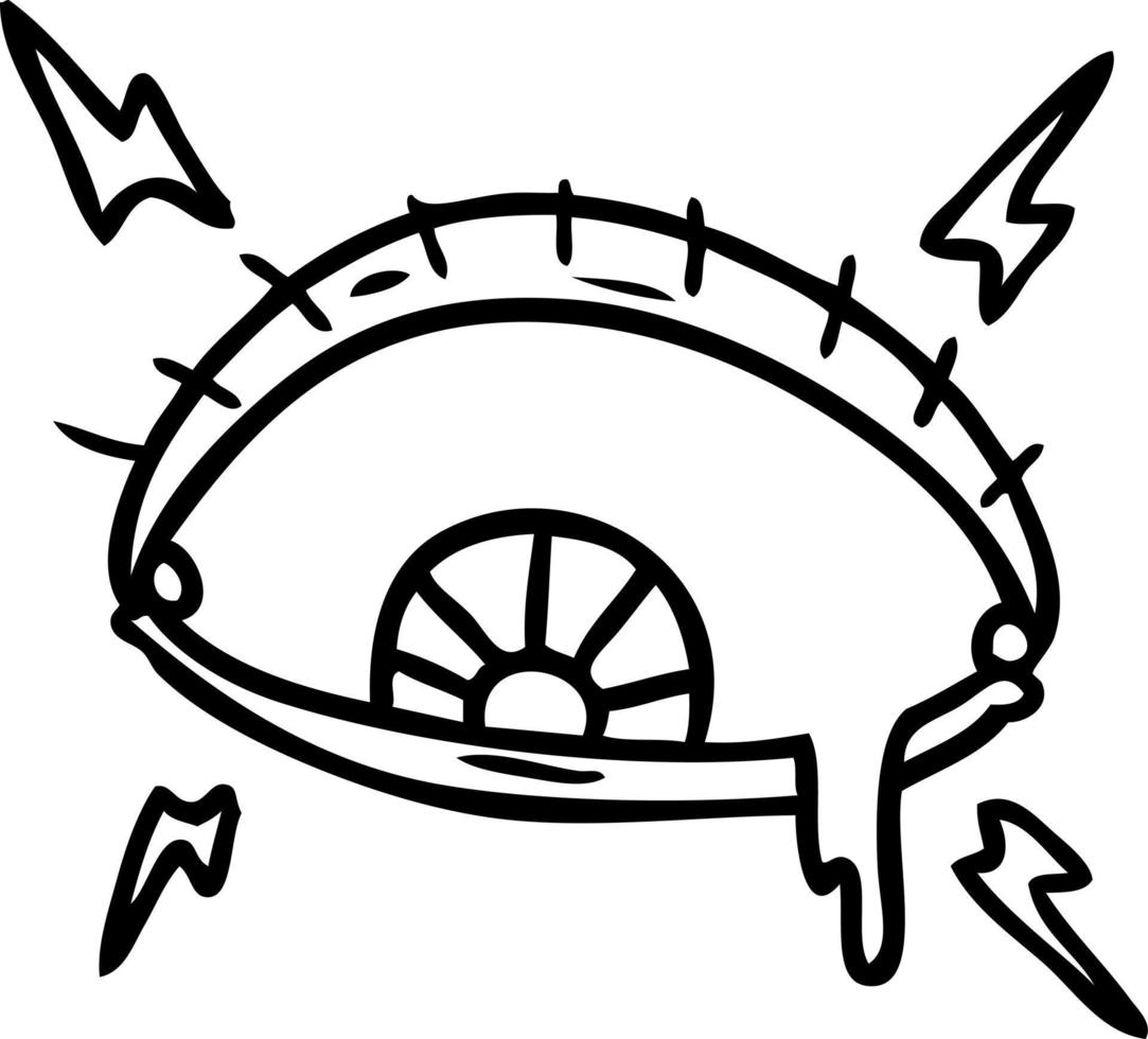 line drawing doodle of an enraged eye vector