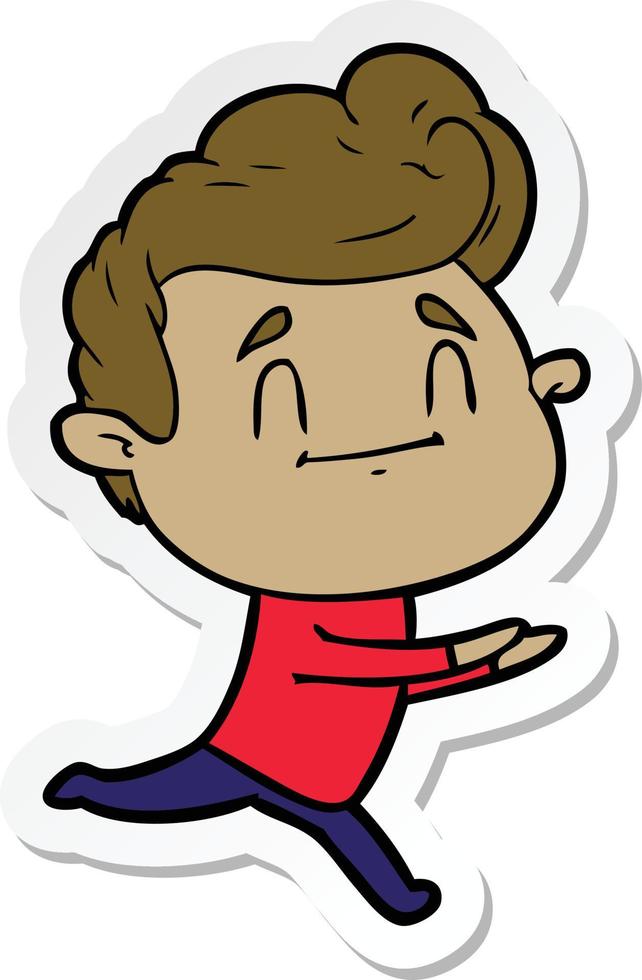 sticker of a running cartoon man vector