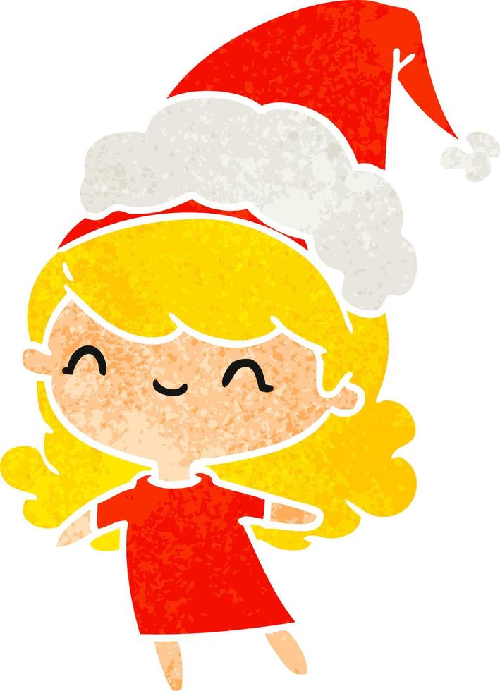 dibujos animados retro de navidad de chica kawaii vector