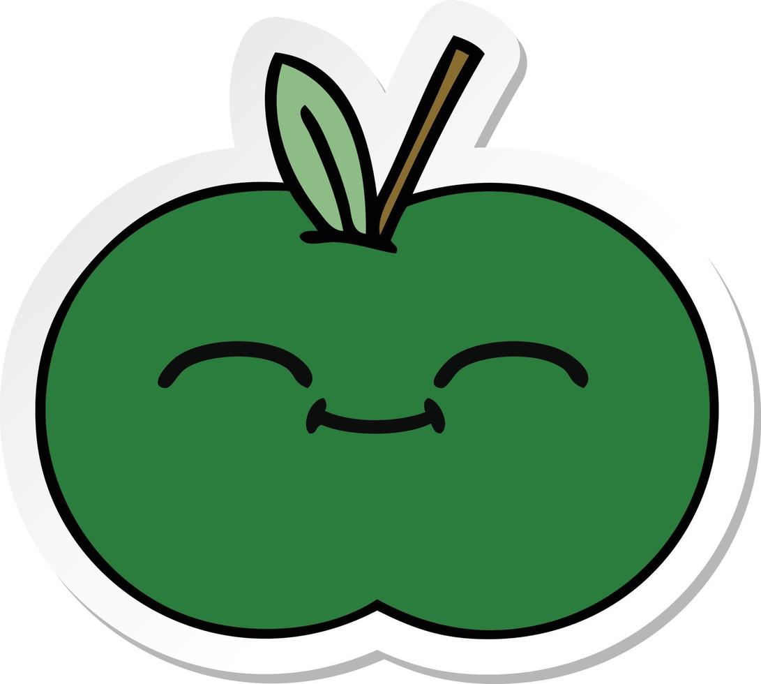 pegatina de una linda manzana jugosa de dibujos animados vector