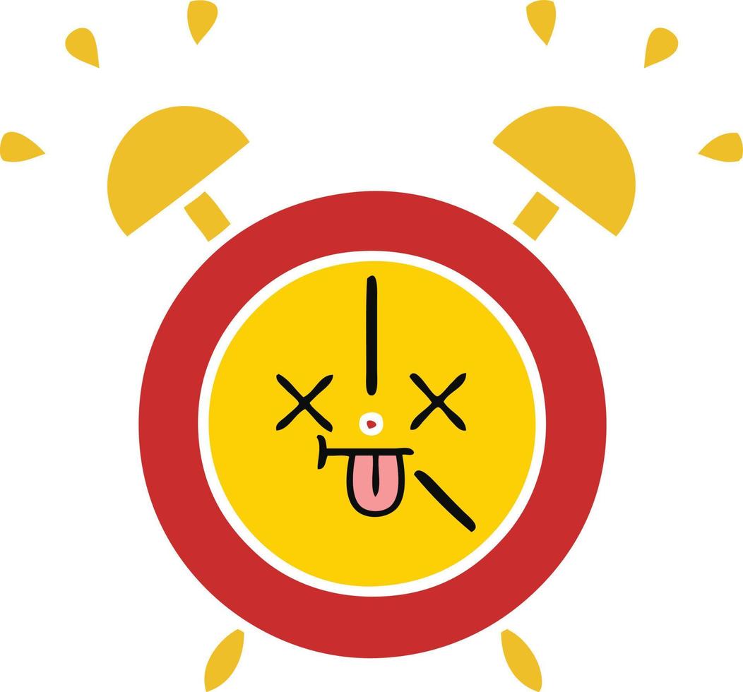 flat color retro cartoon alarm clock vector