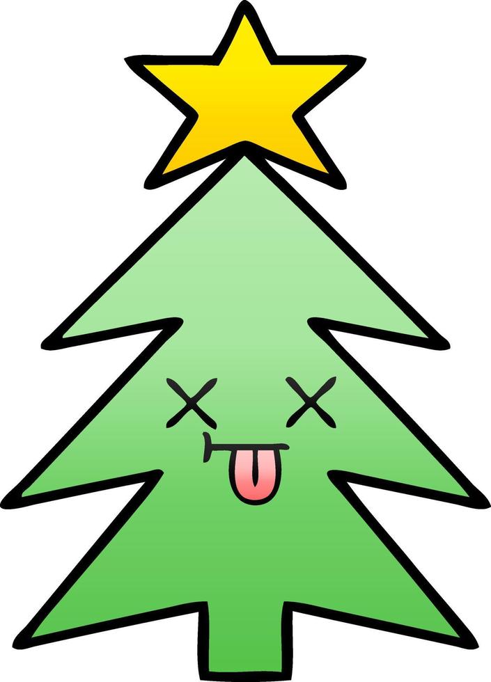 gradient shaded cartoon christmas tree vector