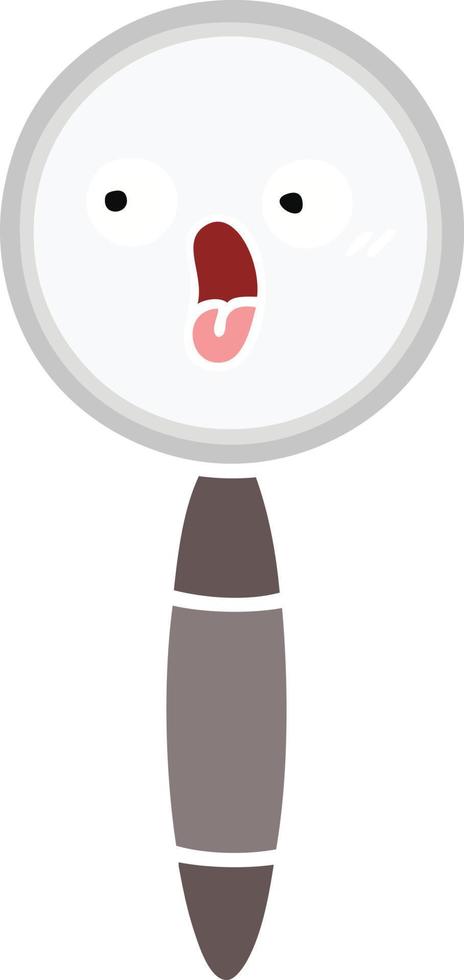 flat color retro cartoon magnifying glass vector