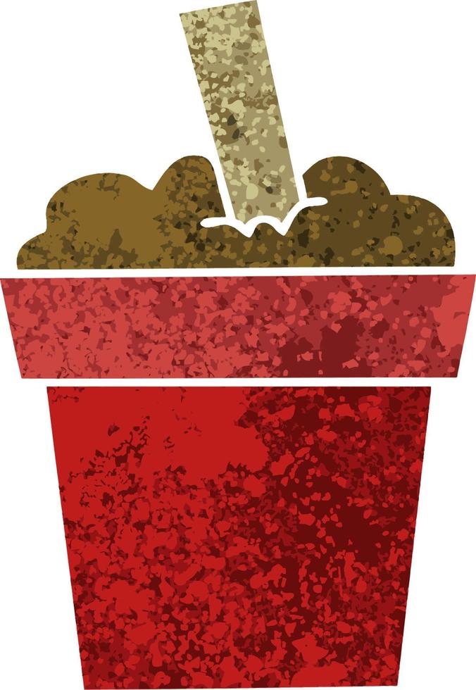 quirky retro illustration style cartoon plant pot vector