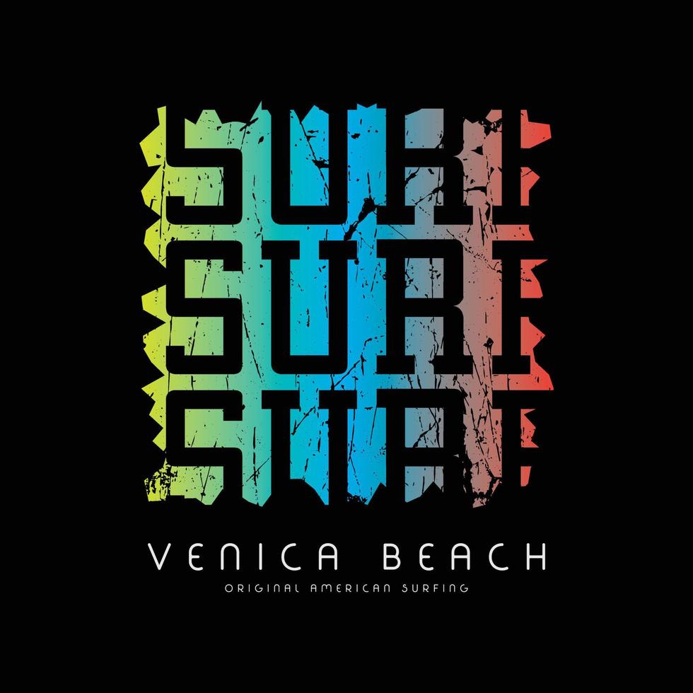 tipografía de ilustración de surf de venica beach. perfecto para el diseño de camisetas vector