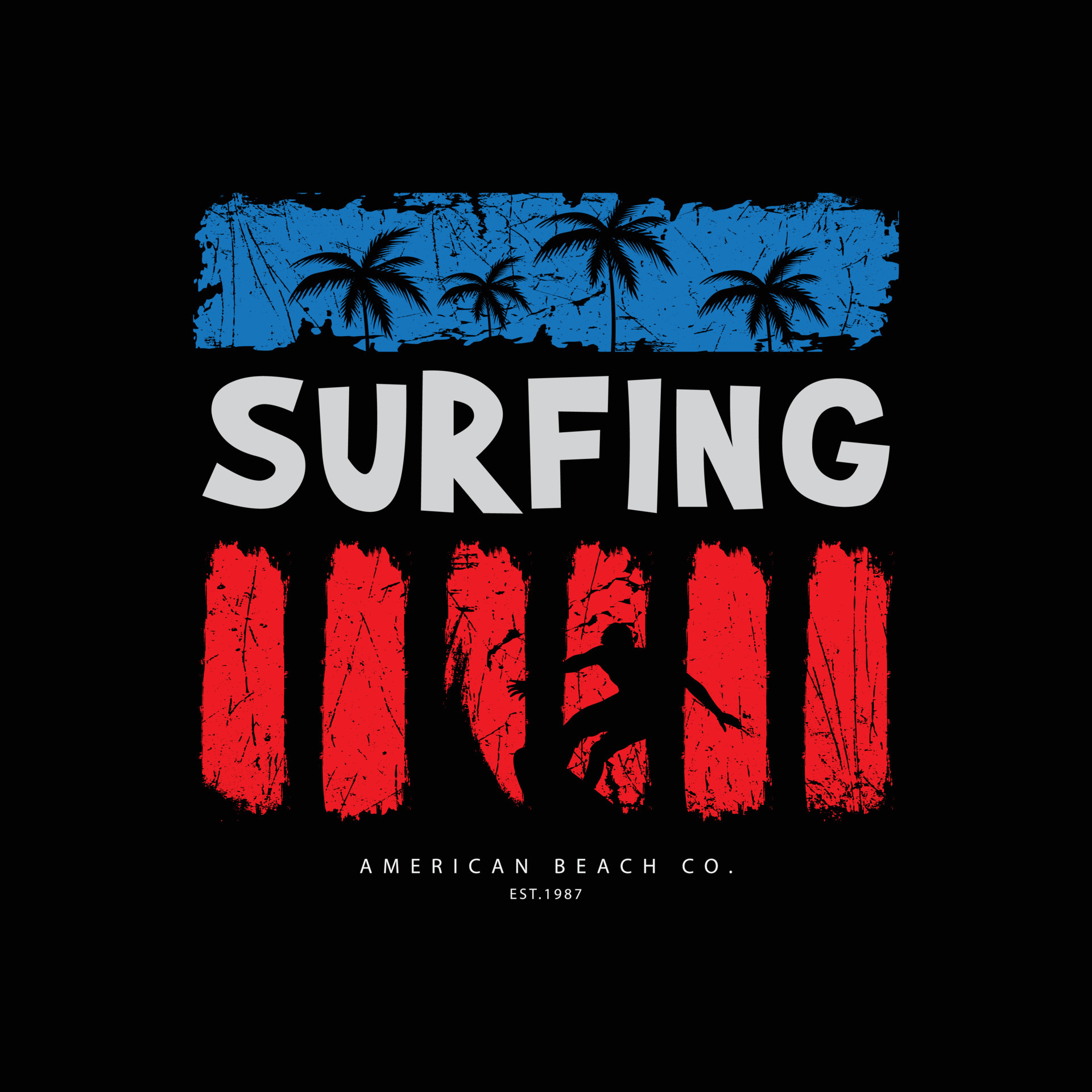 Surfng beach illustration typography. perfect for t shirt design ...