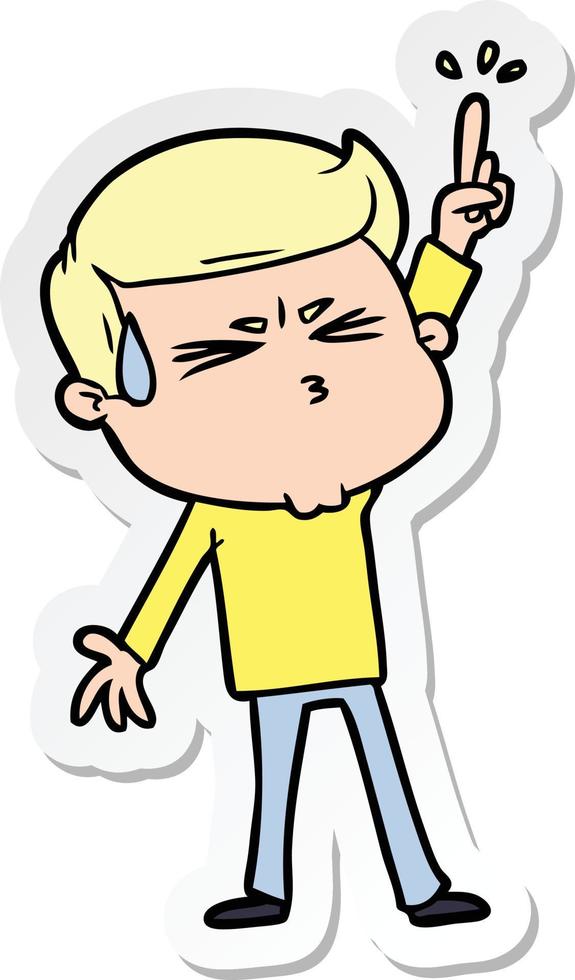 sticker of a cartoon man sweating vector