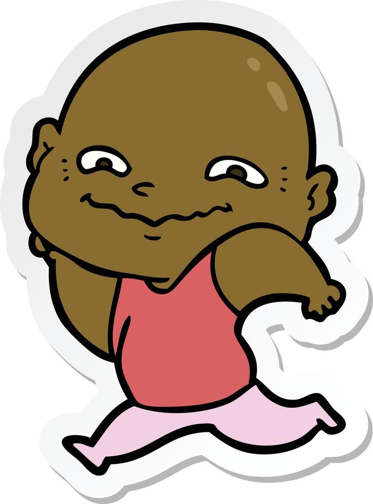 sticker of a cartoon creepy guy vector