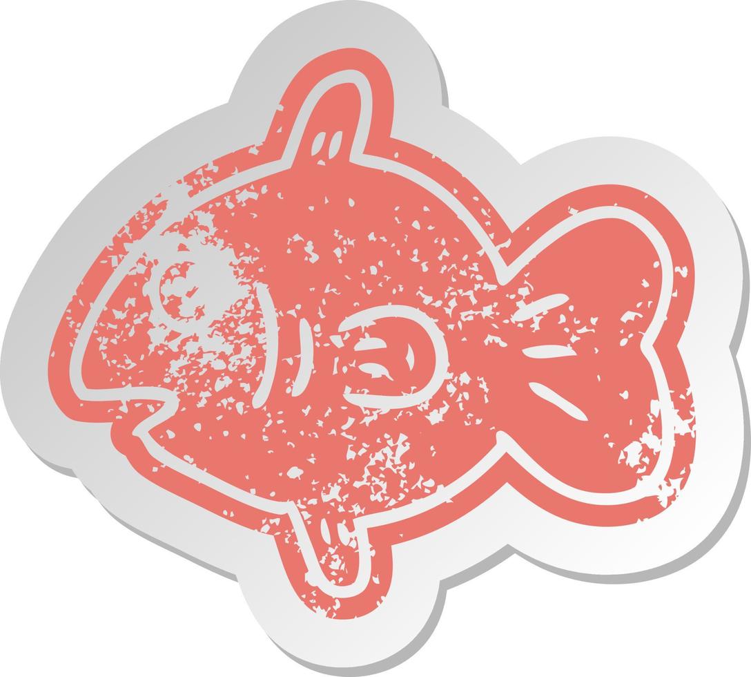 distressed old sticker of a marine fish vector