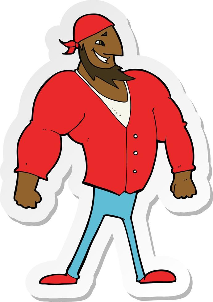 sticker of a cartoon manly sailor man vector