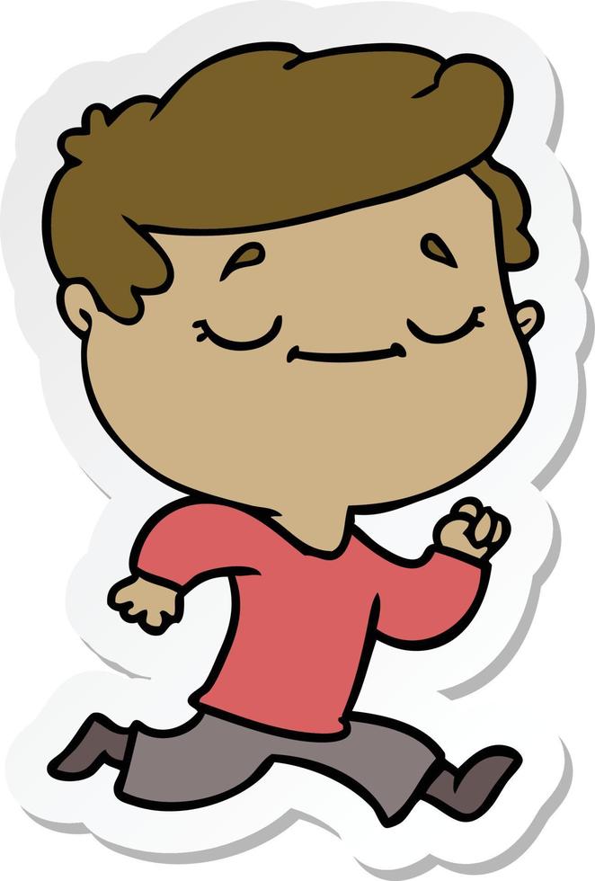 sticker of a cartoon peaceful man running vector