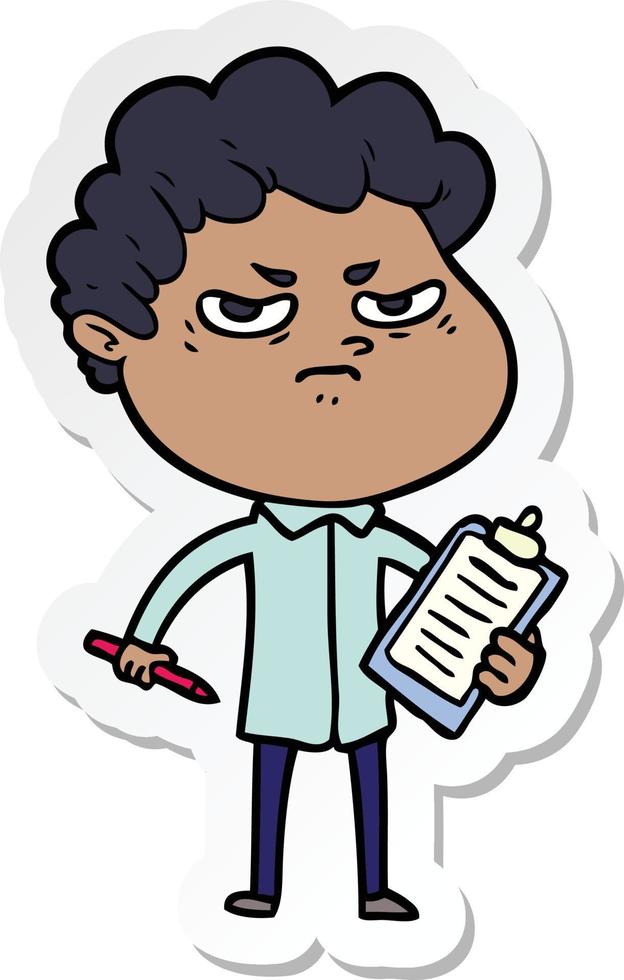 sticker of a cartoon angry man vector
