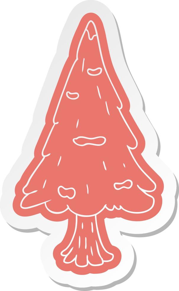 cartoon sticker single snow covered tree vector