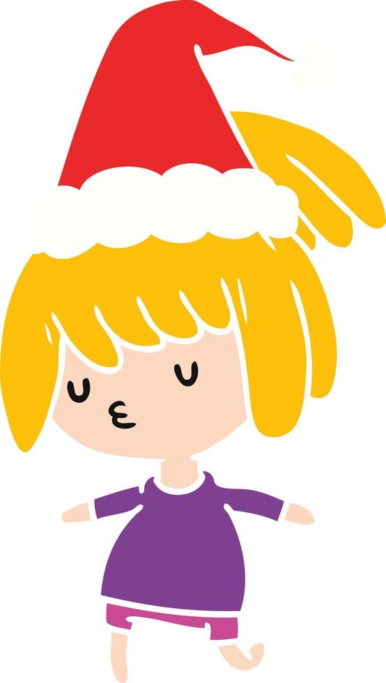 dibujos animados de navidad de chica kawaii vector