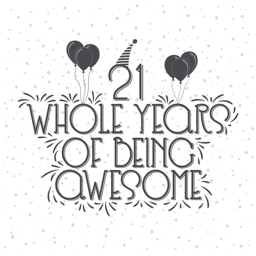 21 años cumpleaños y 21 años aniversario celebración error tipográfico vector