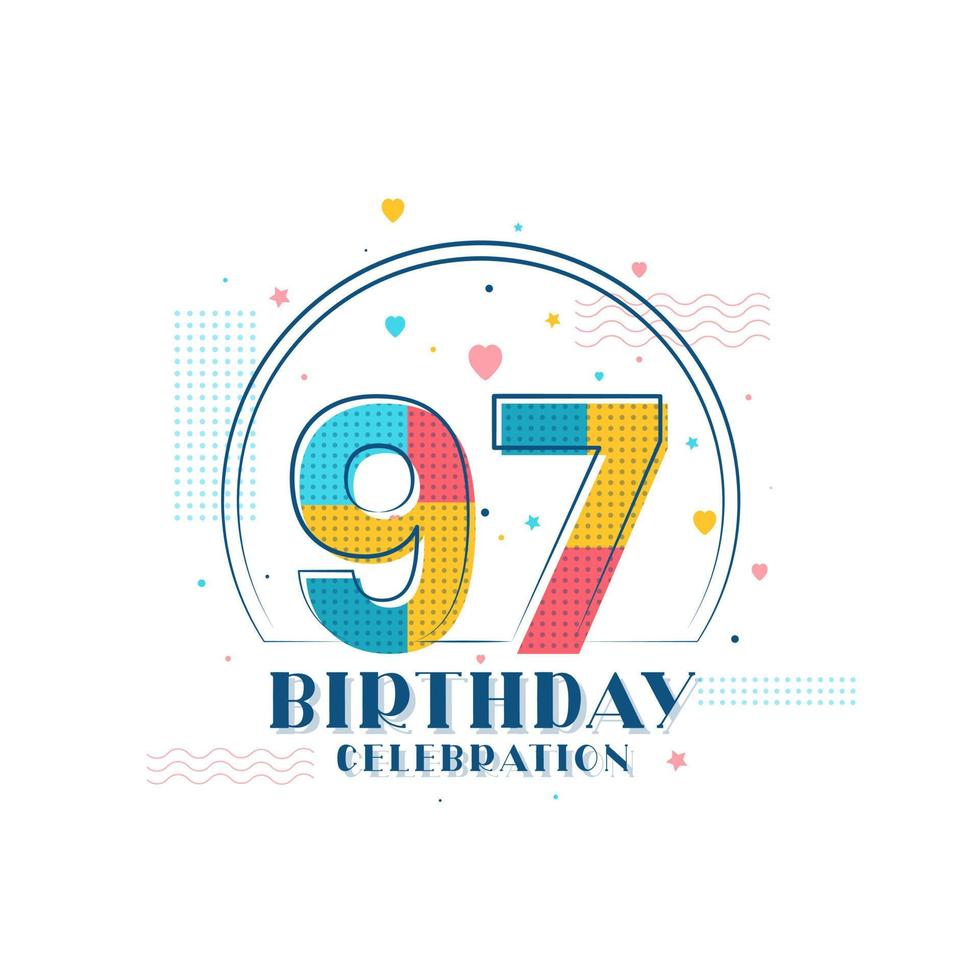 97 Birthday celebration, Modern 97th Birthday design vector