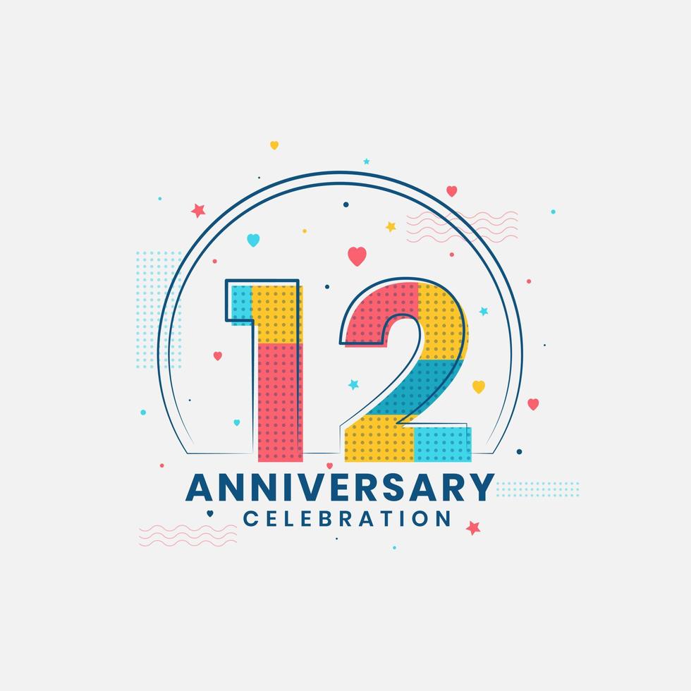 12 Anniversary celebration, Modern 12th Anniversary design vector