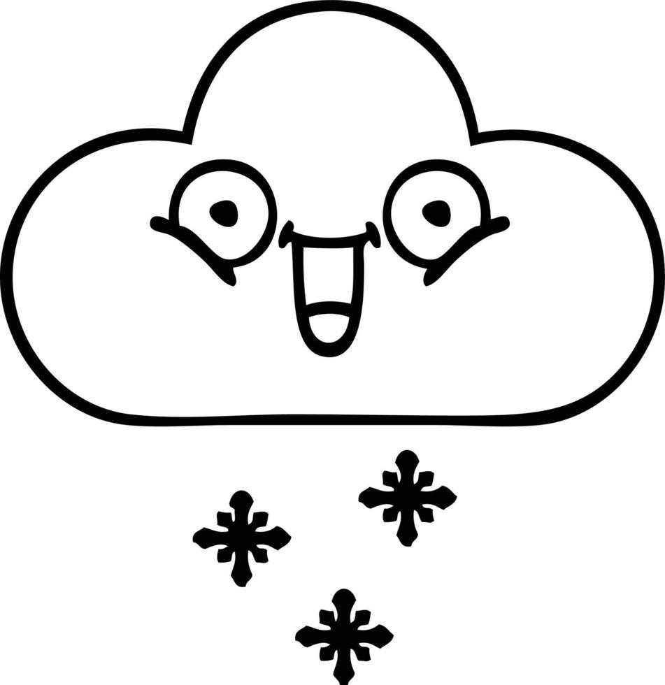 line drawing cartoon snow cloud vector