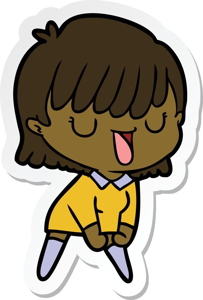 sticker of a cartoon woman vector
