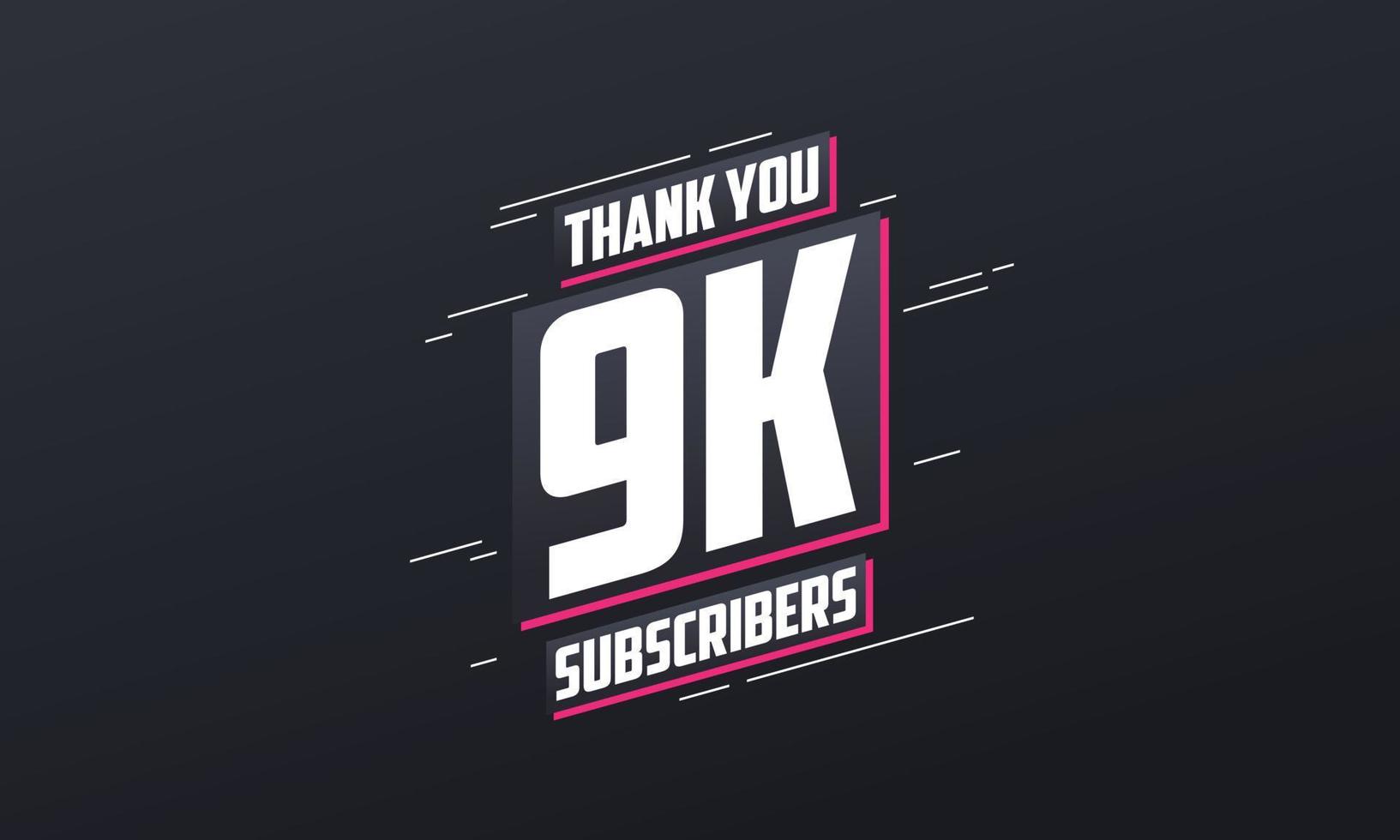 gracias 9000 suscriptores celebración de 9k suscriptores. vector