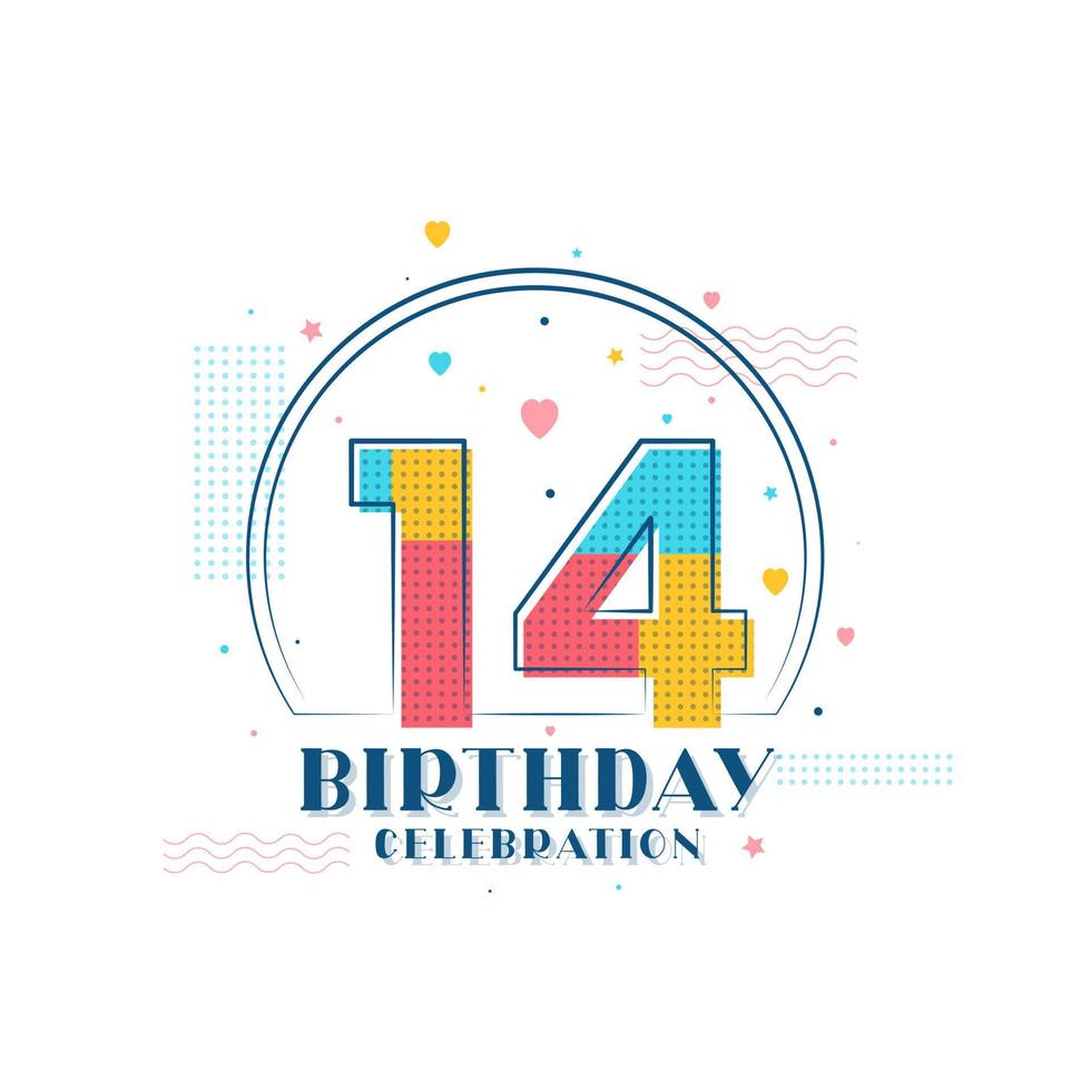 14 Birthday celebration, Modern 14th Birthday design vector