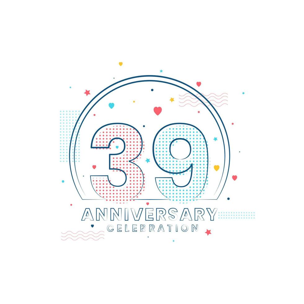 celebración de aniversario de 39 años, diseño moderno de 39 aniversario vector