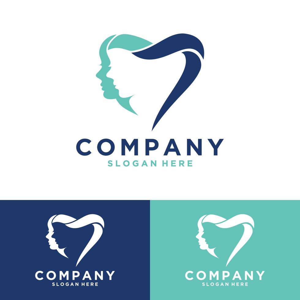 logotipo de corazón de amor creativo con plantilla de ilustración gráfica de vector de logotipo de concepto de cara de mujer