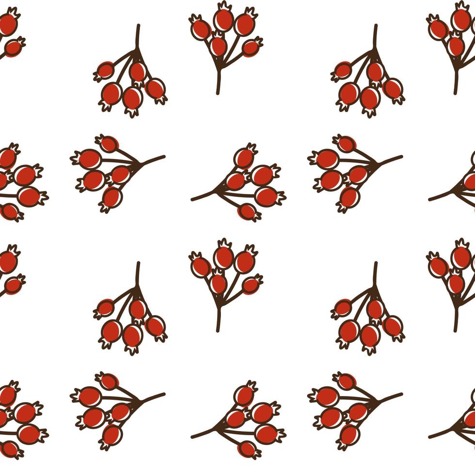 pattern in the style of line art sprigs of rosehip berries vector