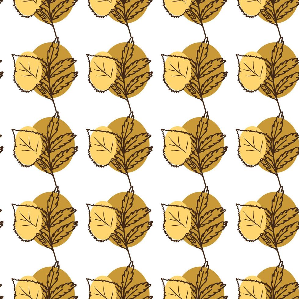 pattern in the style of line art rowan leaves birch leaves vector